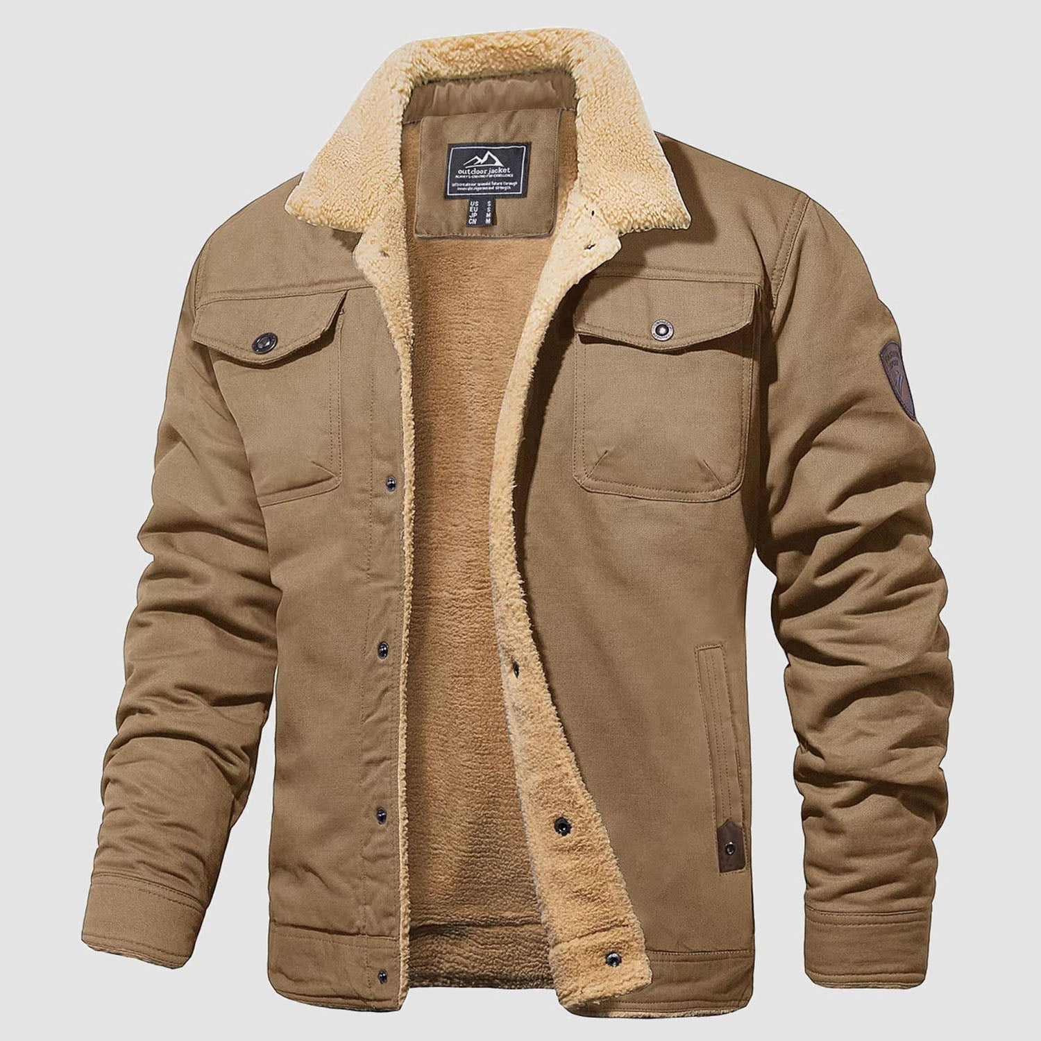 Sherpa multi pocket trucker jacket for men