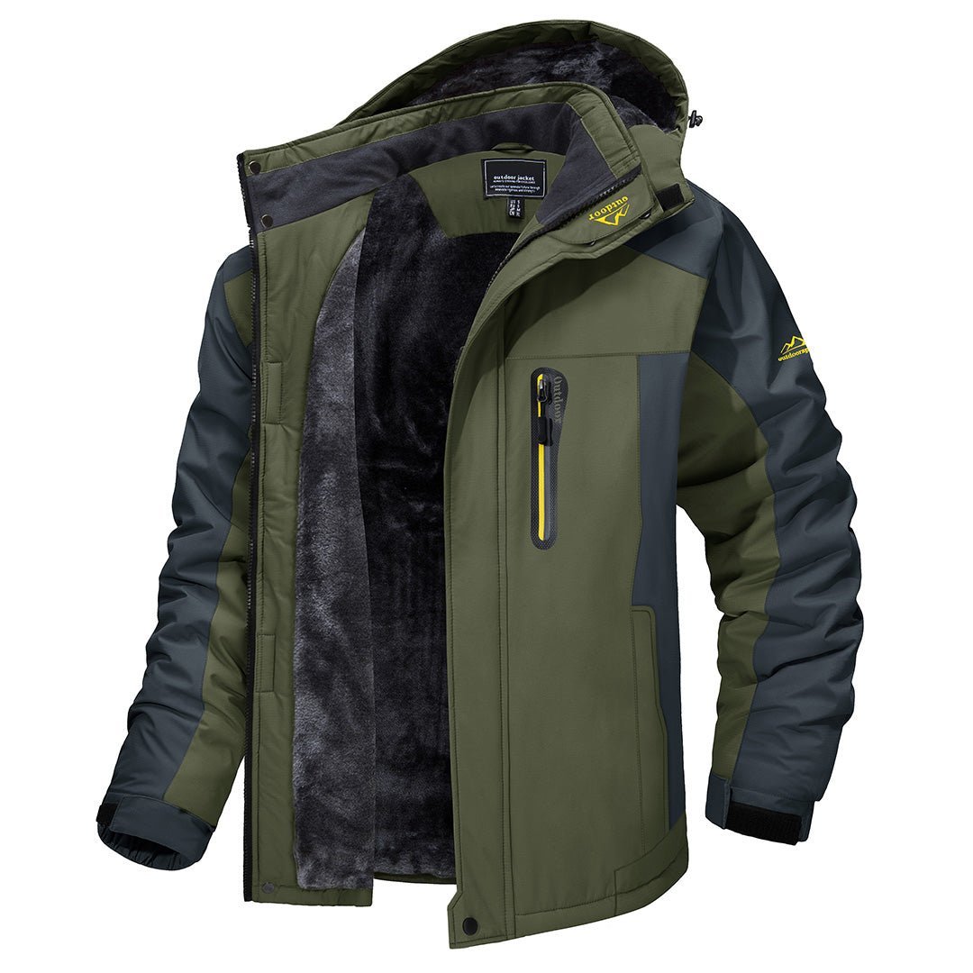 Waterproof fleece-lined hoodie jacket for men