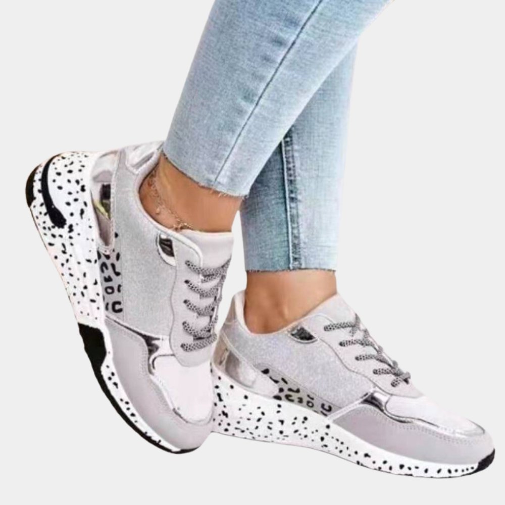 Metallic lace-up detailed sneakers for women