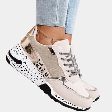 Metallic lace-up detailed sneakers for women