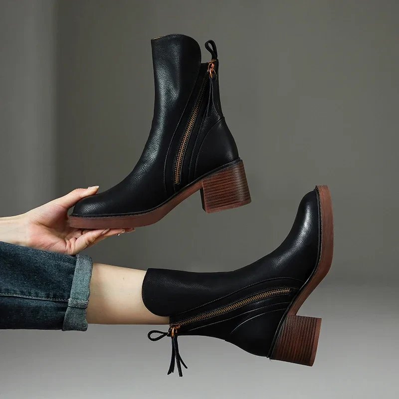 Chic mid-heel ankle boots for women