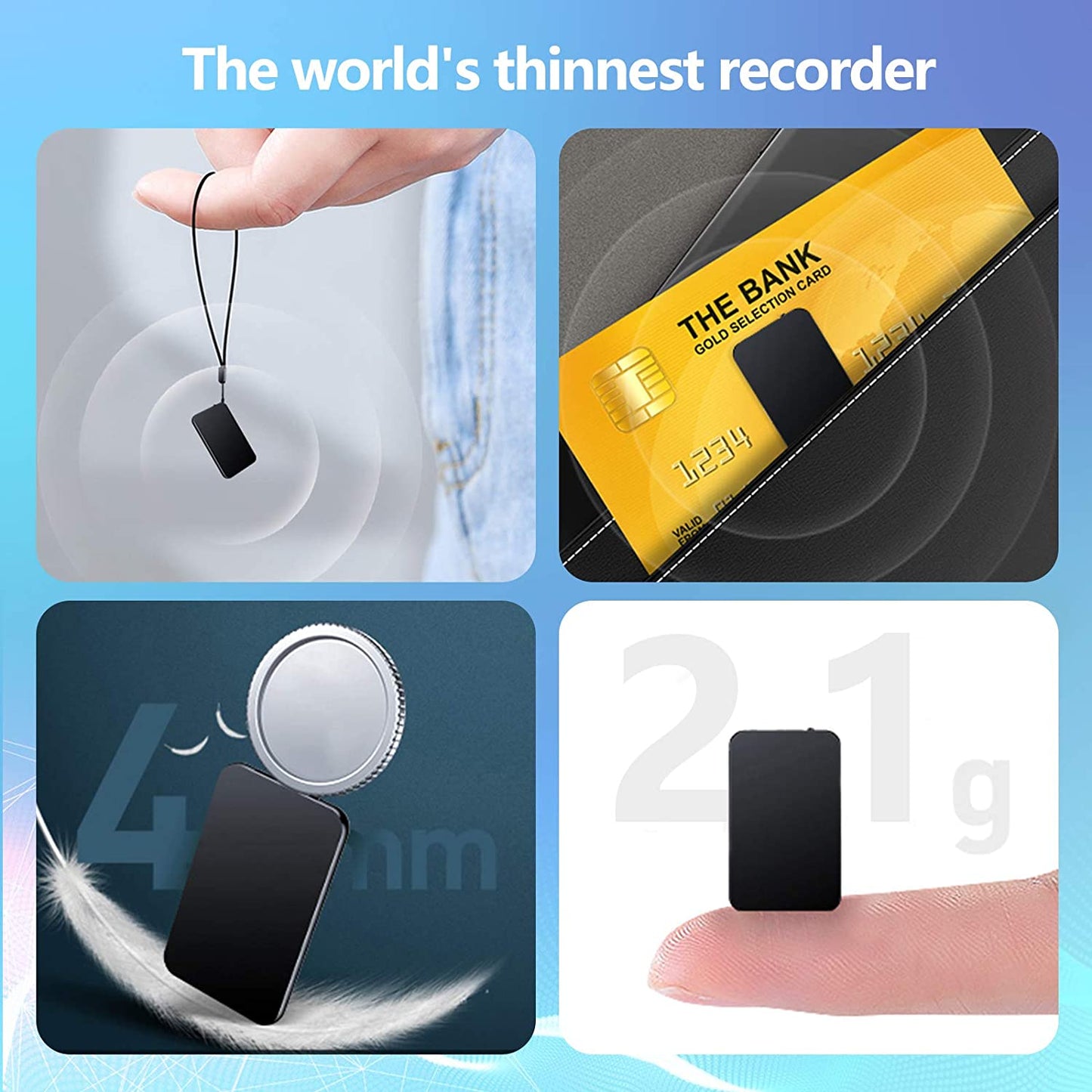 Metal Minimalist Slim Mini Voice Recorder