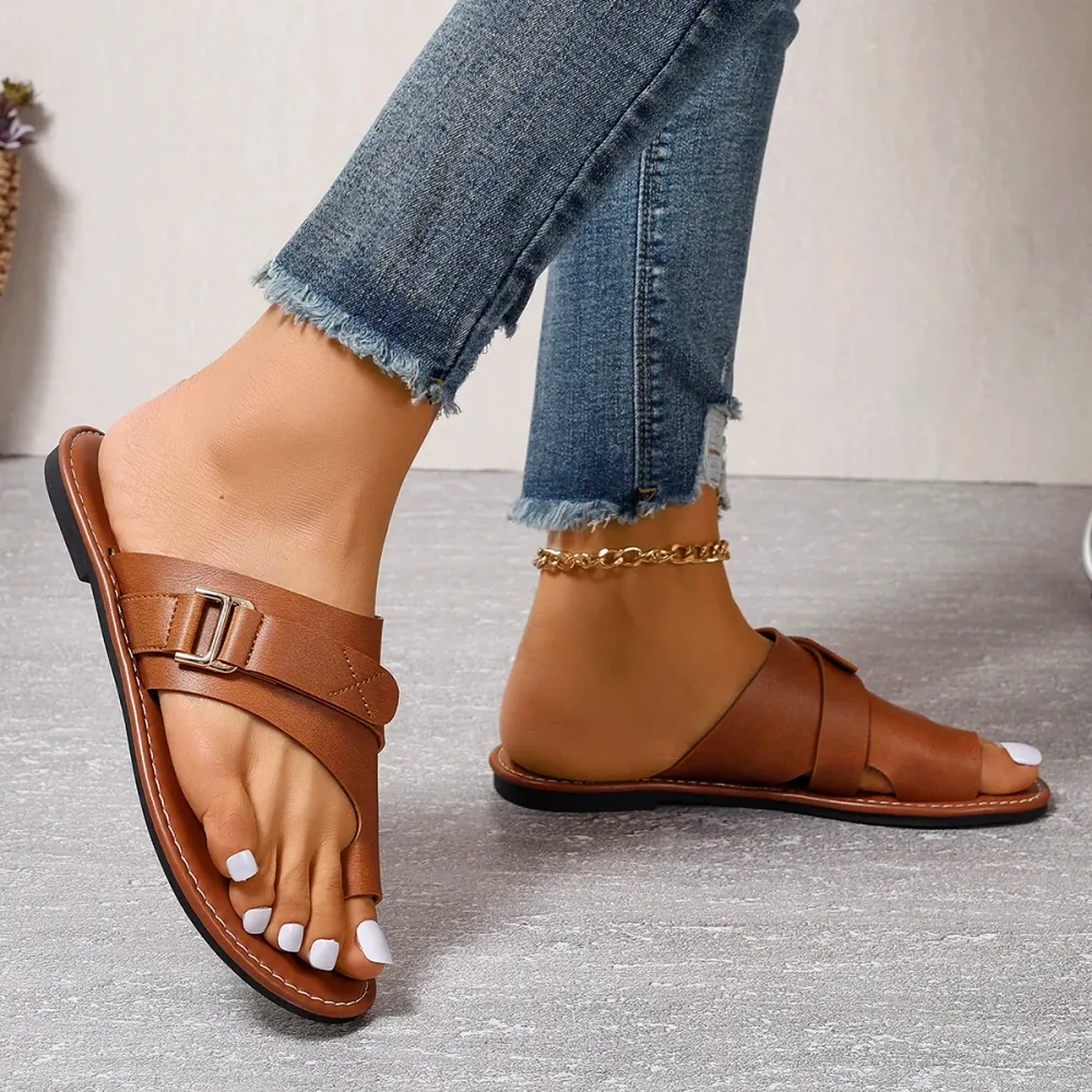 Women's Orthopedic Sandals - Genuine Leather - Toe Loop - Supportive Comfort Fit