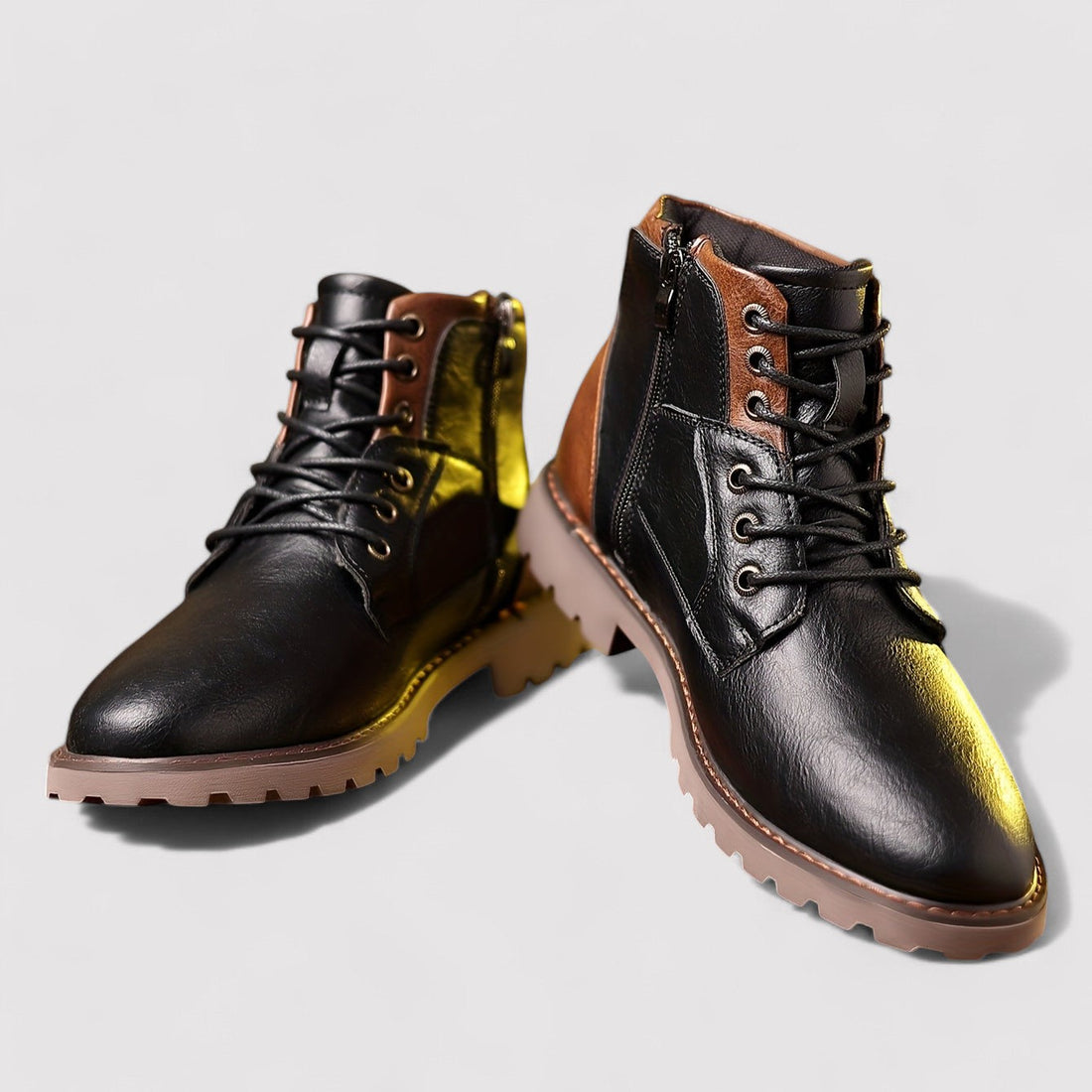 Leather zip-up closure boots for men