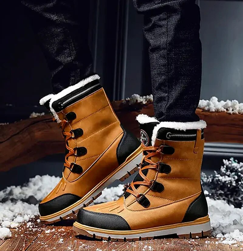 Men’s Mid-Calf Boots – Weather-Resistant – Fur Lined – Grip Sole – Lace-Up Rugged