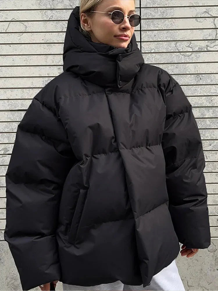 Puffered full zip winter jacket for women