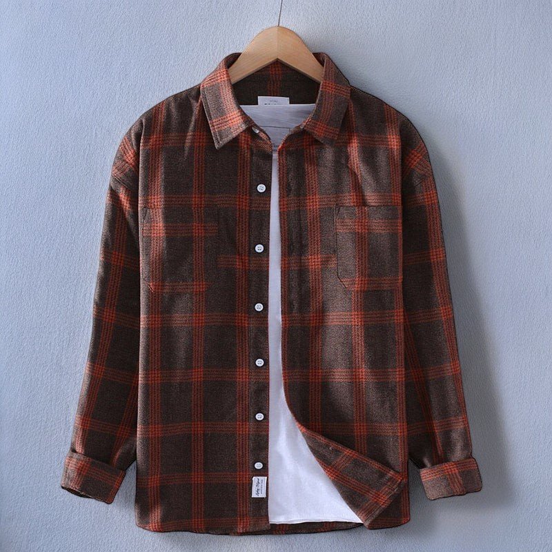 Button down long sleeve plaid shirt for men. Classic fit, perfect for casual or business-casual wear.
