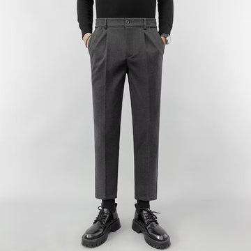 Men's Classic Tailored Trousers - Elegant Straight Cut - Timeless Pleated Design
