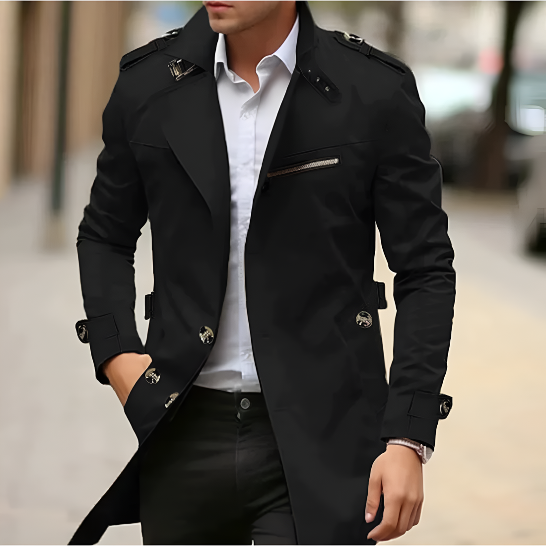 Business slim fit trench coat for men