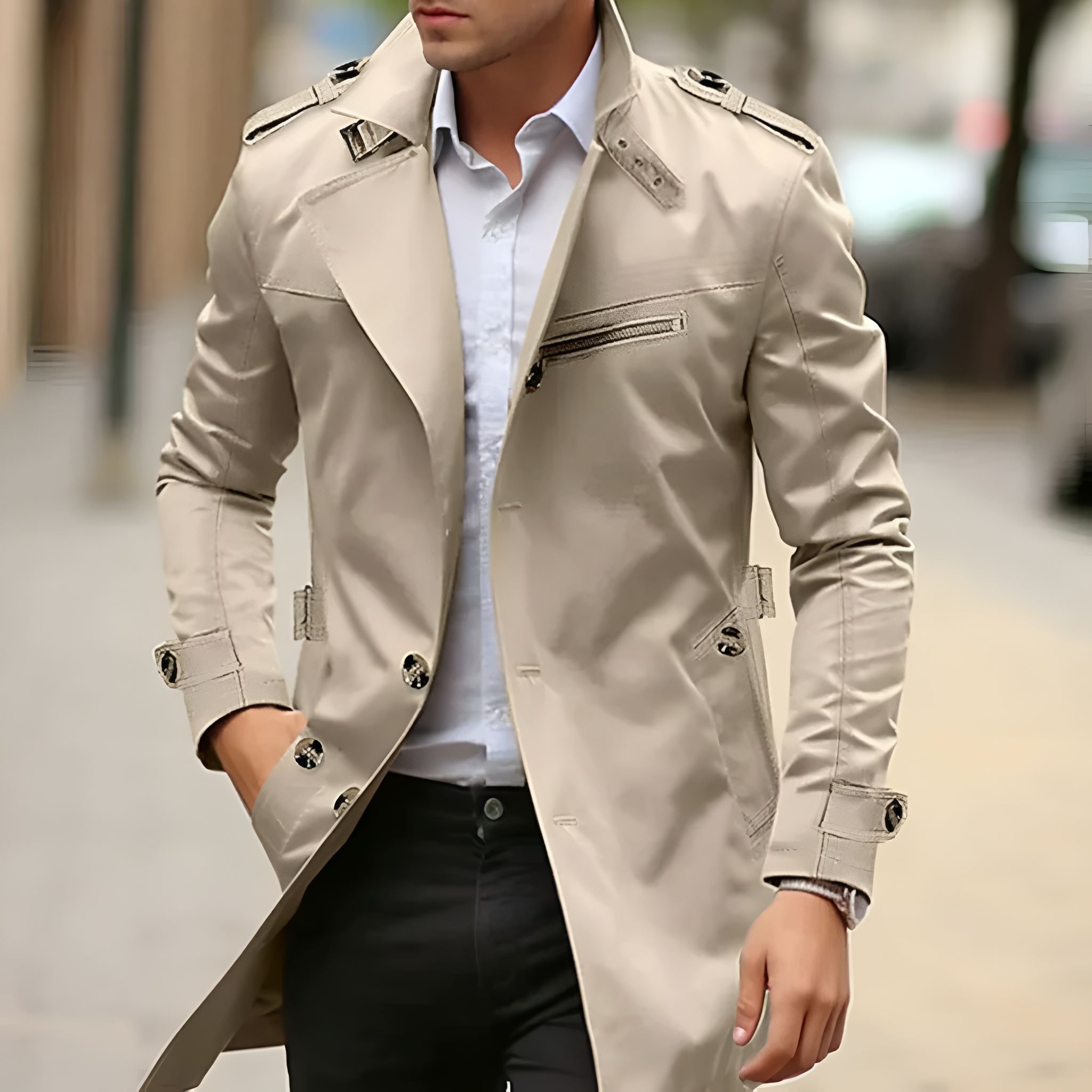 Business slim fit trench coat for men