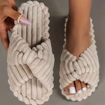 Crisscross slide slippers for women