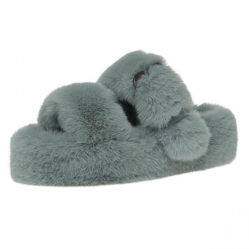 Plush furry slide slippers for women