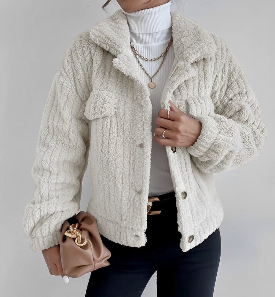 Plush textured jacket for women