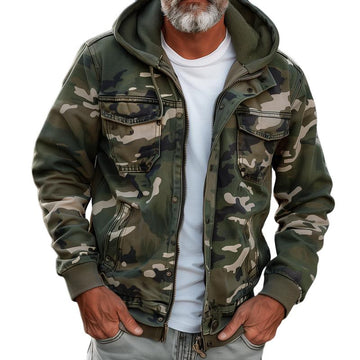 Tactical hooded military jacket for men