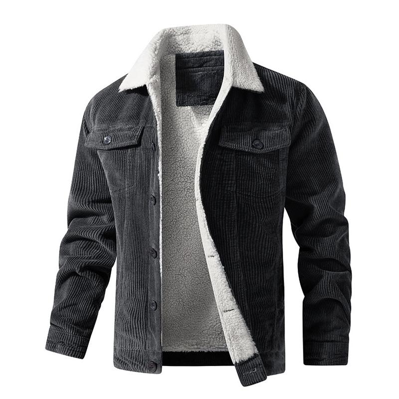 Corduroy fleece casual jacket for men