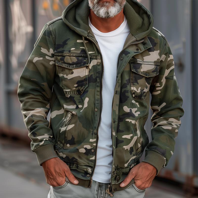 Tactical hooded military jacket for men