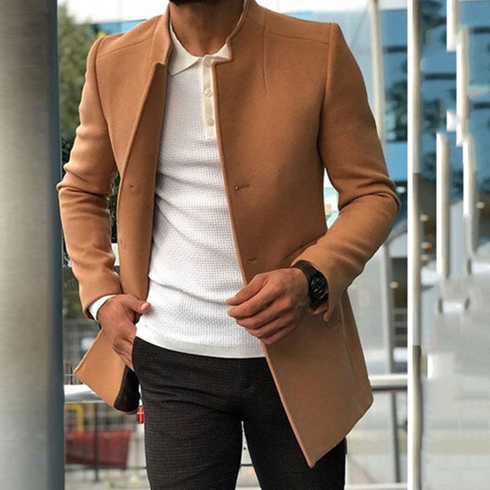 Single breasted slim fit coat jacket for men