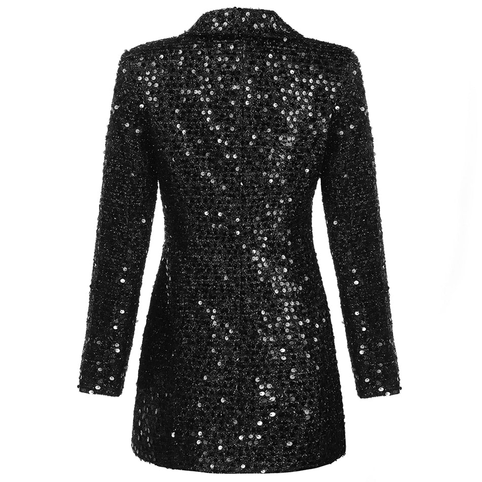 Sequin double breasted blazer dress for women