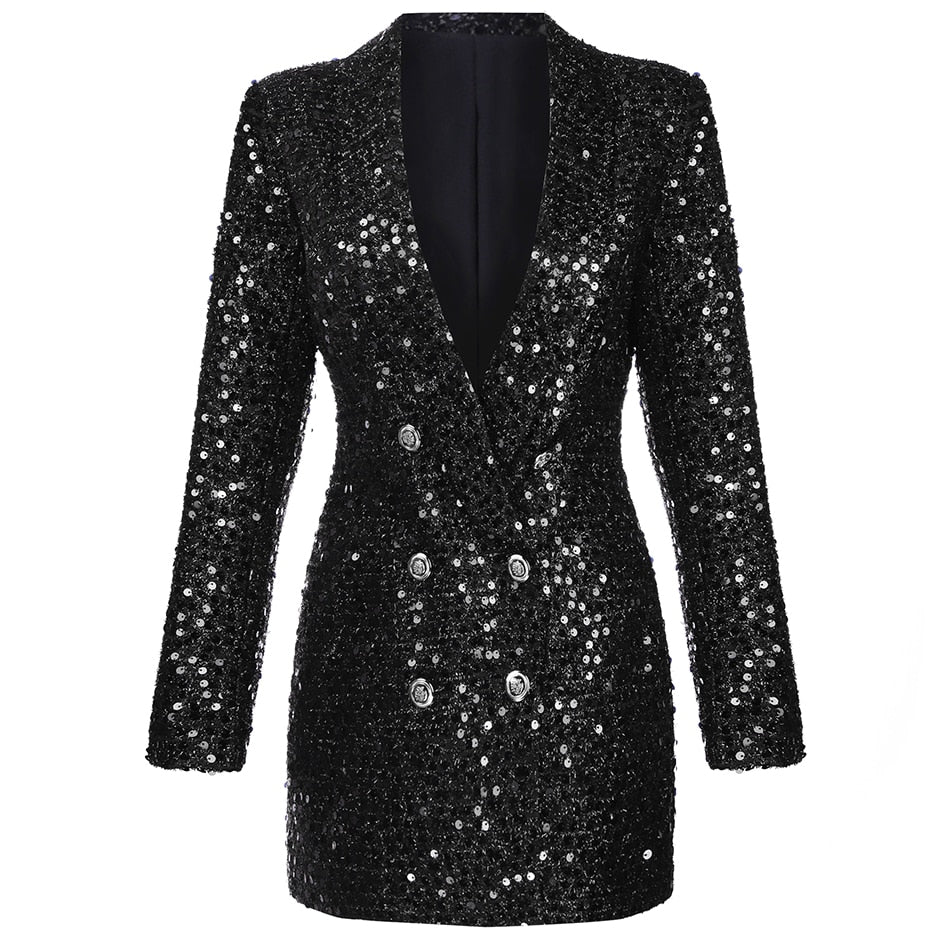 Sequin double breasted blazer dress for women