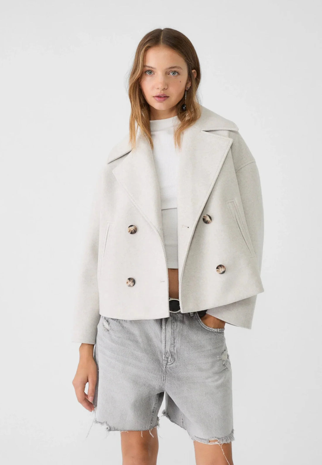 Short double-breasted jacket for women