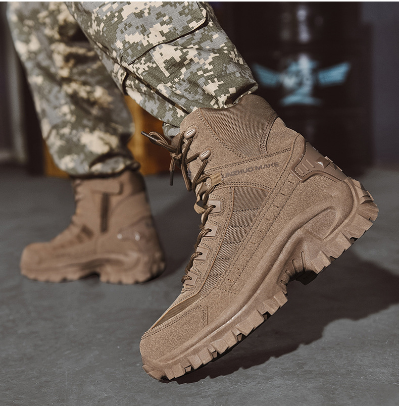 Men’s Tactical Boots – Mid-Calf Height – Reinforced Stitching – High Grip Sole
