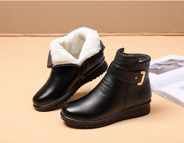 Rosie Leather Orthopedic Ankle Boots | Fleece Lined Buckle Boots