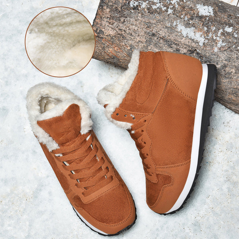 Women’s Snow Boots – Suede-Look – Supportive Fit – Faux Fur Lined – Lace Up – Slip Resistant