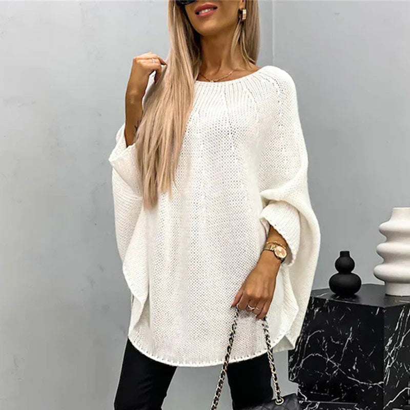 Women’s Chunky Knit Sweater – Oversized Fit – Wool Blend – Ribbed Neckline – Casual Wear