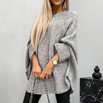 Women’s Chunky Knit Sweater – Oversized Fit – Wool Blend – Ribbed Neckline – Casual Wear