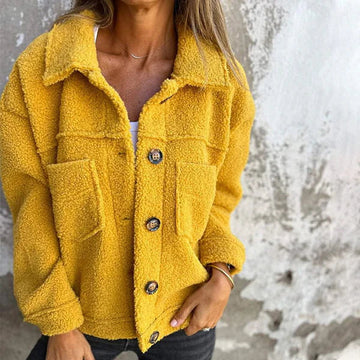 Button down sherpa jacket for women