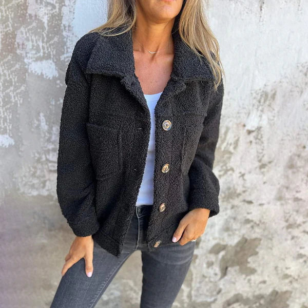 Button down sherpa jacket for women