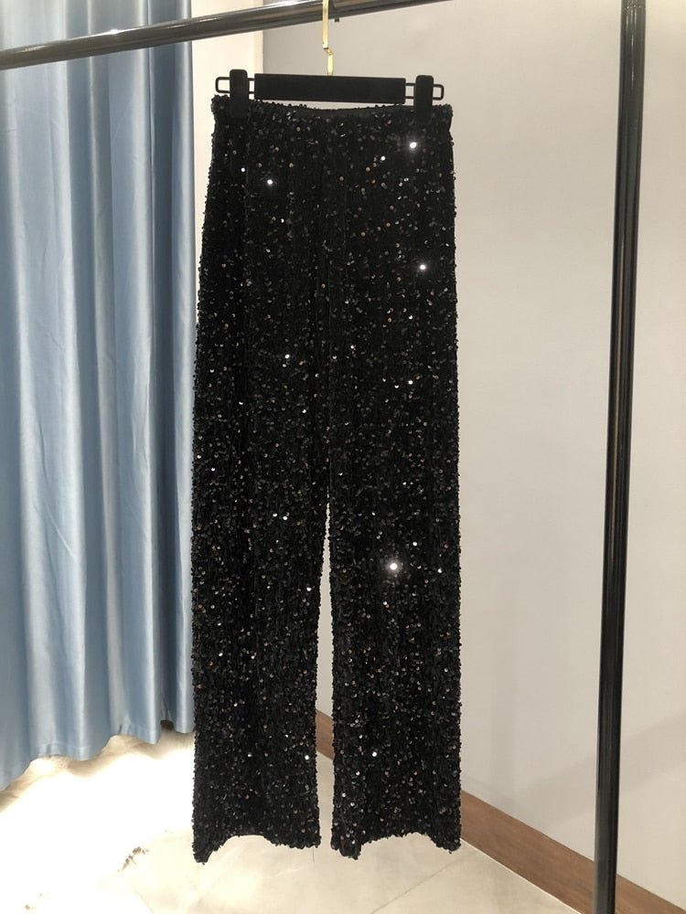 Straight fit sequin pants for women