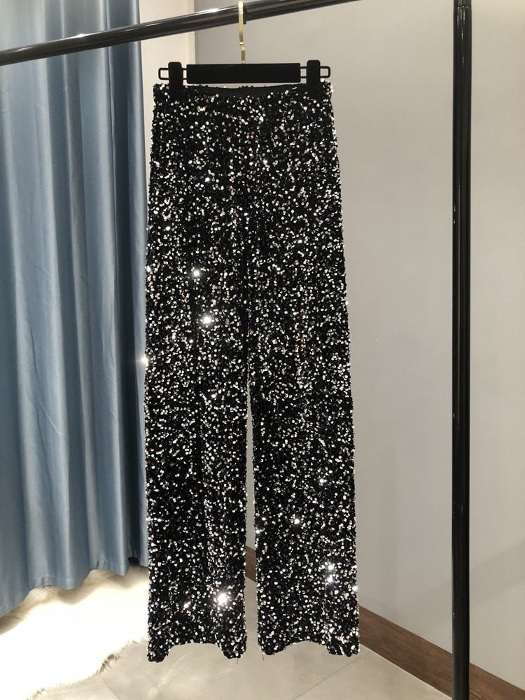 Straight fit sequin pants for women