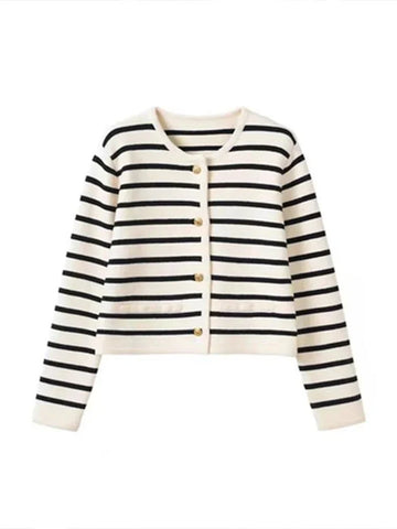 Striped knitted cardigan for women