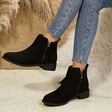 Suede side zip ankle boots for women