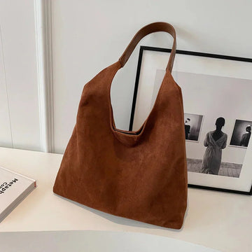 Suede commuter tote bag for women