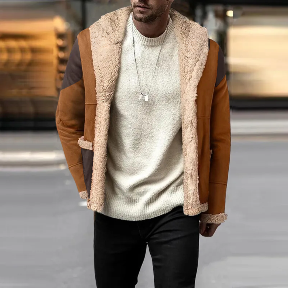 Turn-down collar winter jacket for men