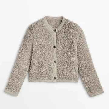 Textured sherpa cardigan for women