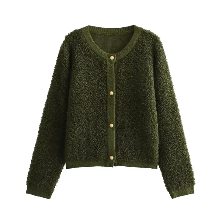 Textured sherpa cardigan for women