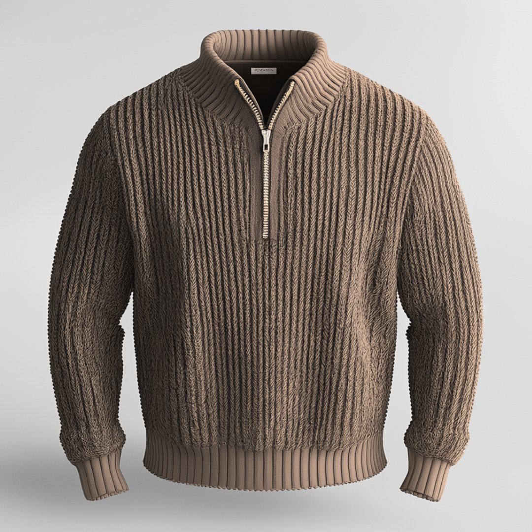 Pull-over half zip knit swetaer for men