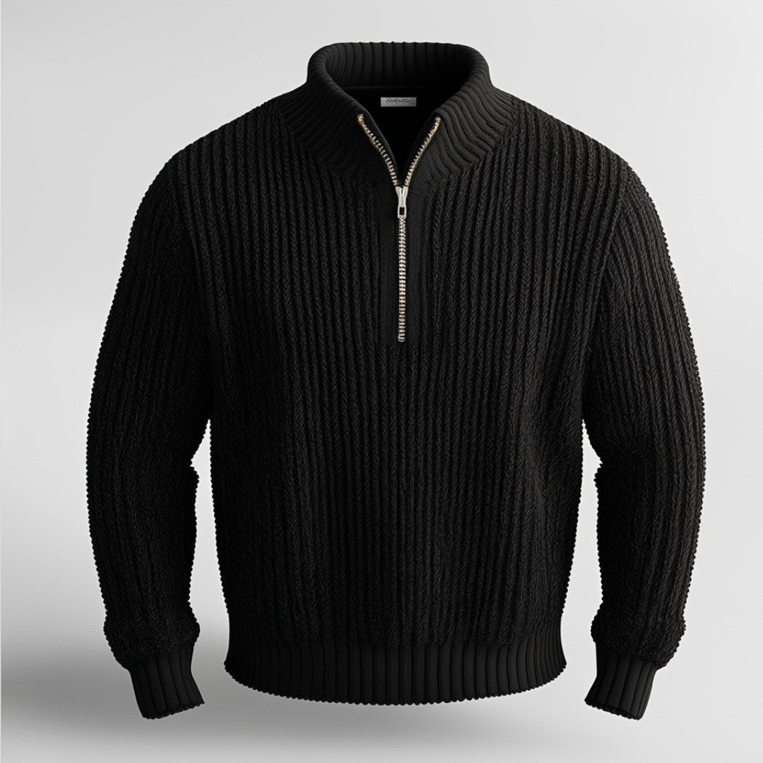 Pull-over half zip knit swetaer for men