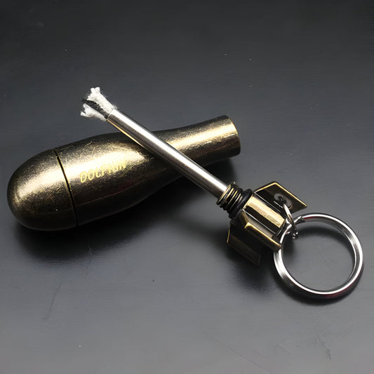 Brass Screw-Top Keyring Waterproof Match Case