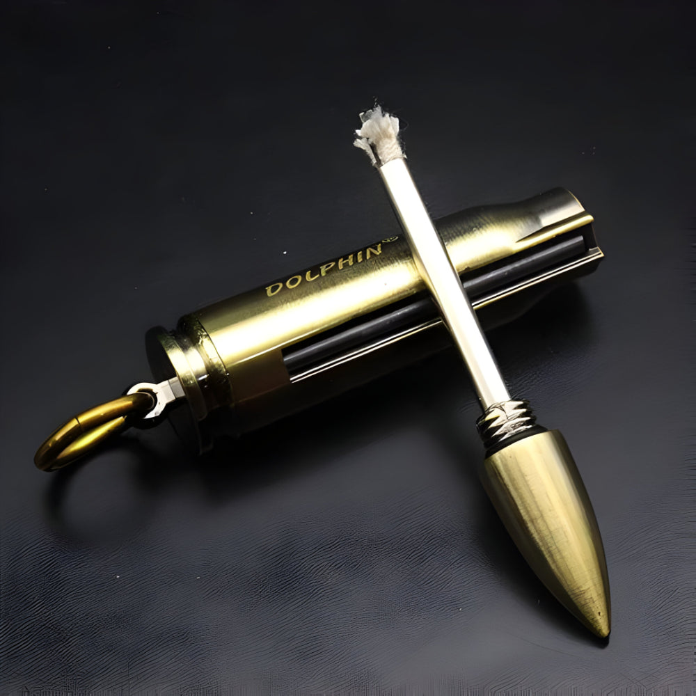 Brass Screw-Top Keyring Waterproof Match Case