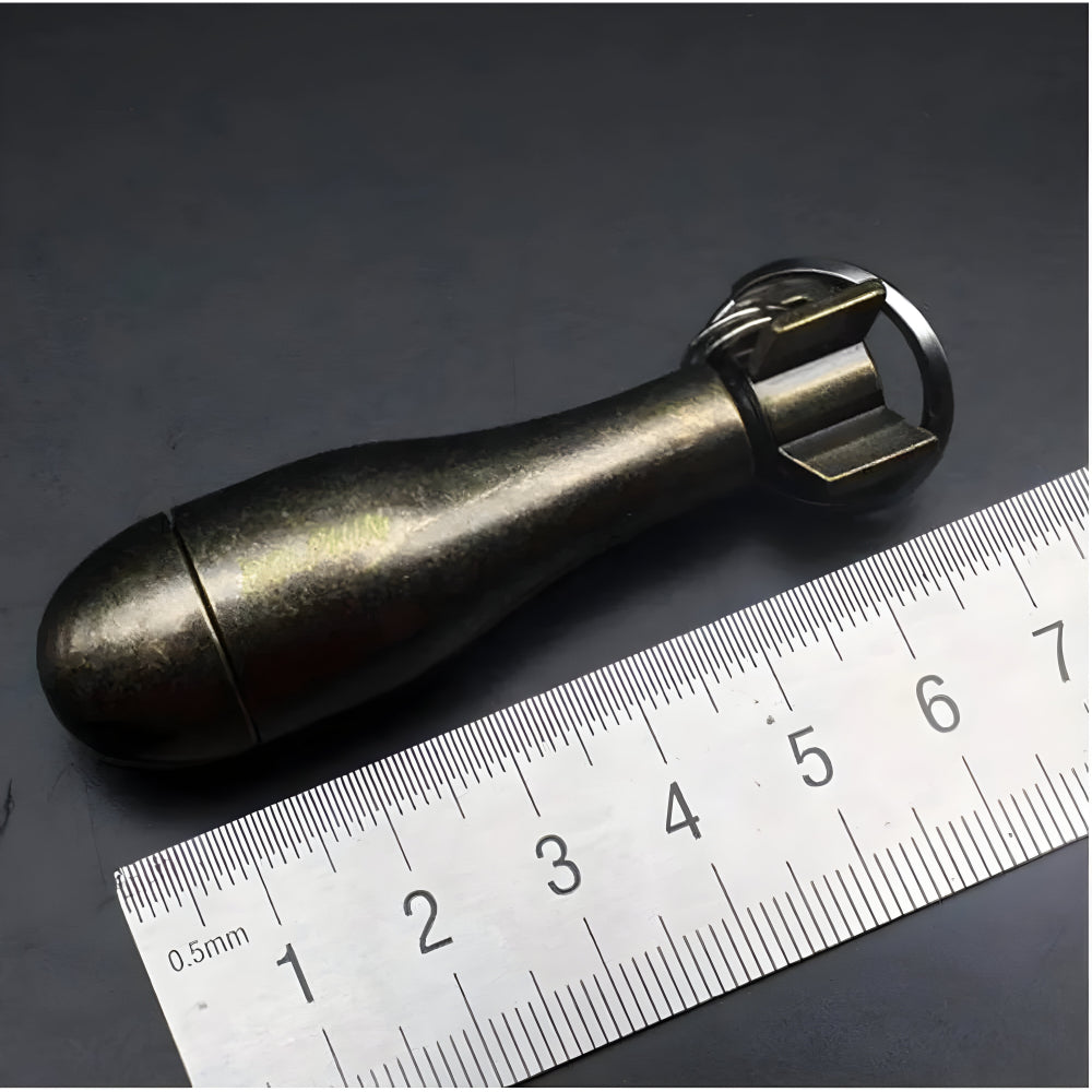 Brass Screw-Top Keyring Waterproof Match Case