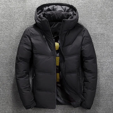 Men’s Down Jacket – Hooded – Quilted Warmth – Zip Front – Standard Fit – Hip Length