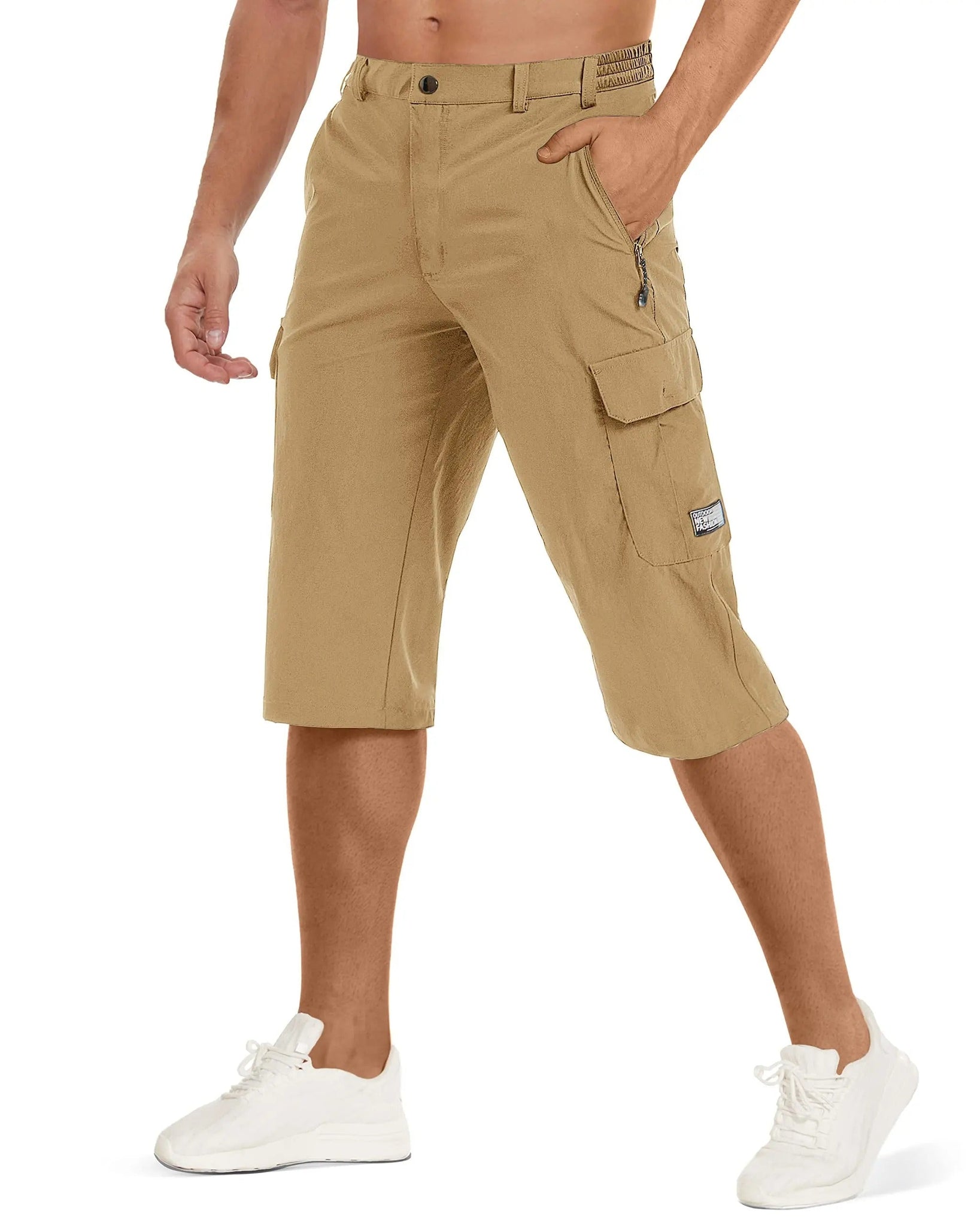 Men’s Cargo Shorts - Cotton Fabric - Relaxed Fit - Multi-Pocket Utility Design