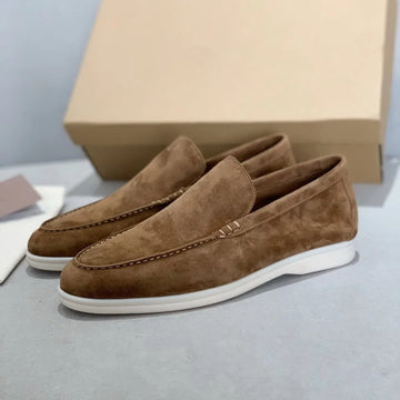 Men’s Loafers – Suede Texture – Slip-On – Streamlined Fit – Low Heel – Minimalist Style