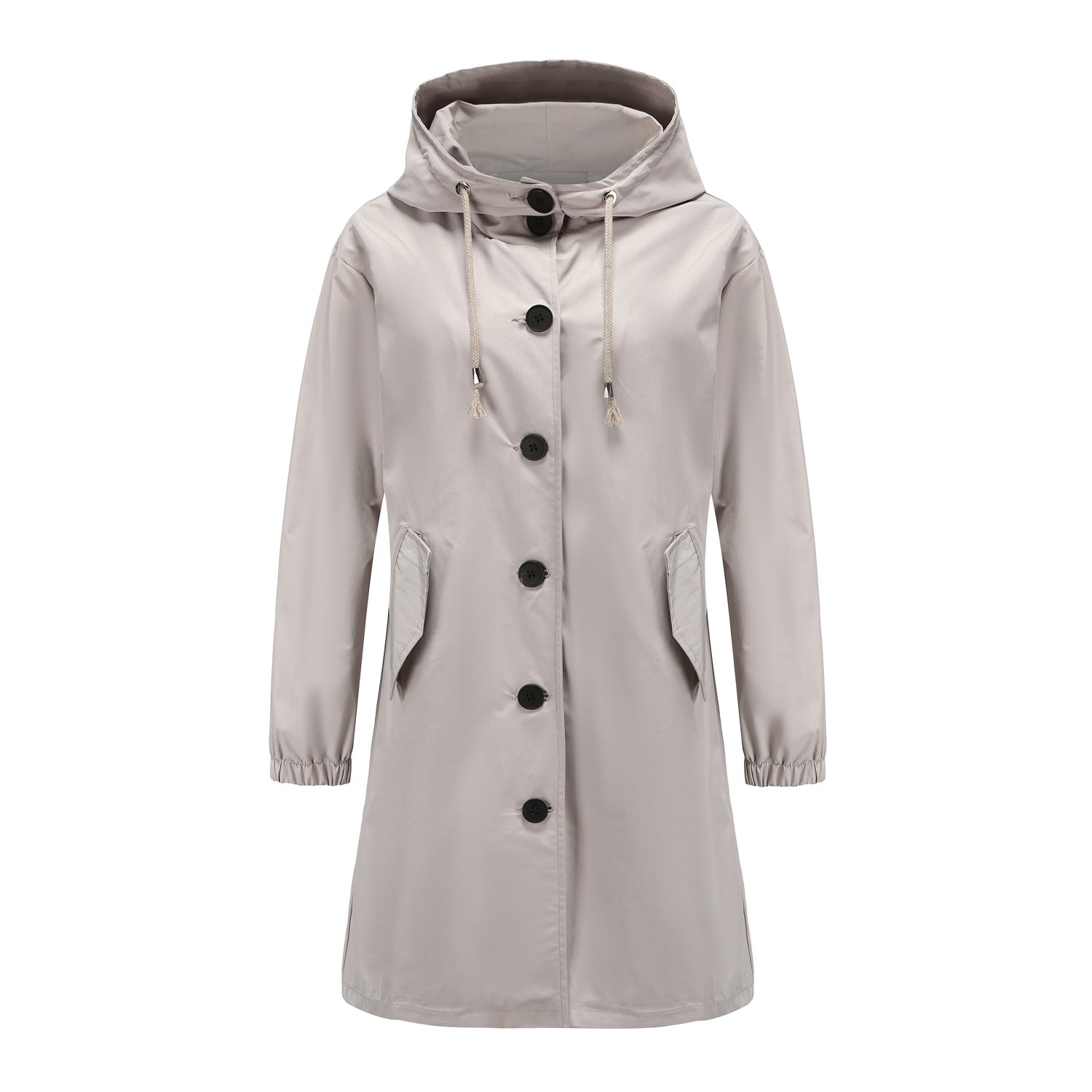 Nancy Nylon Hooded Rain Jacket | Relaxed Fit Thigh-Length Jacket