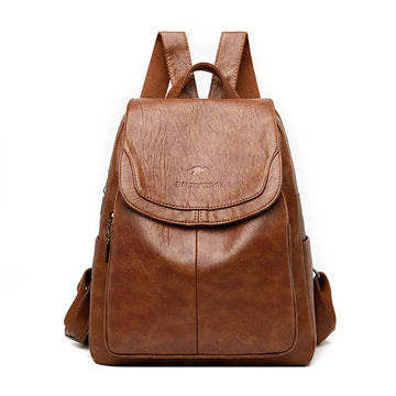 Vintage soft leather backpack for women