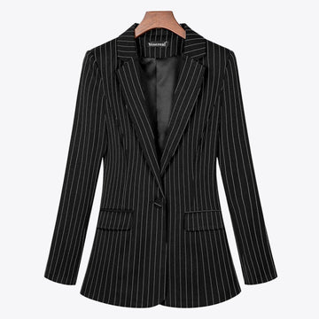 Single button striped suit blazer for women